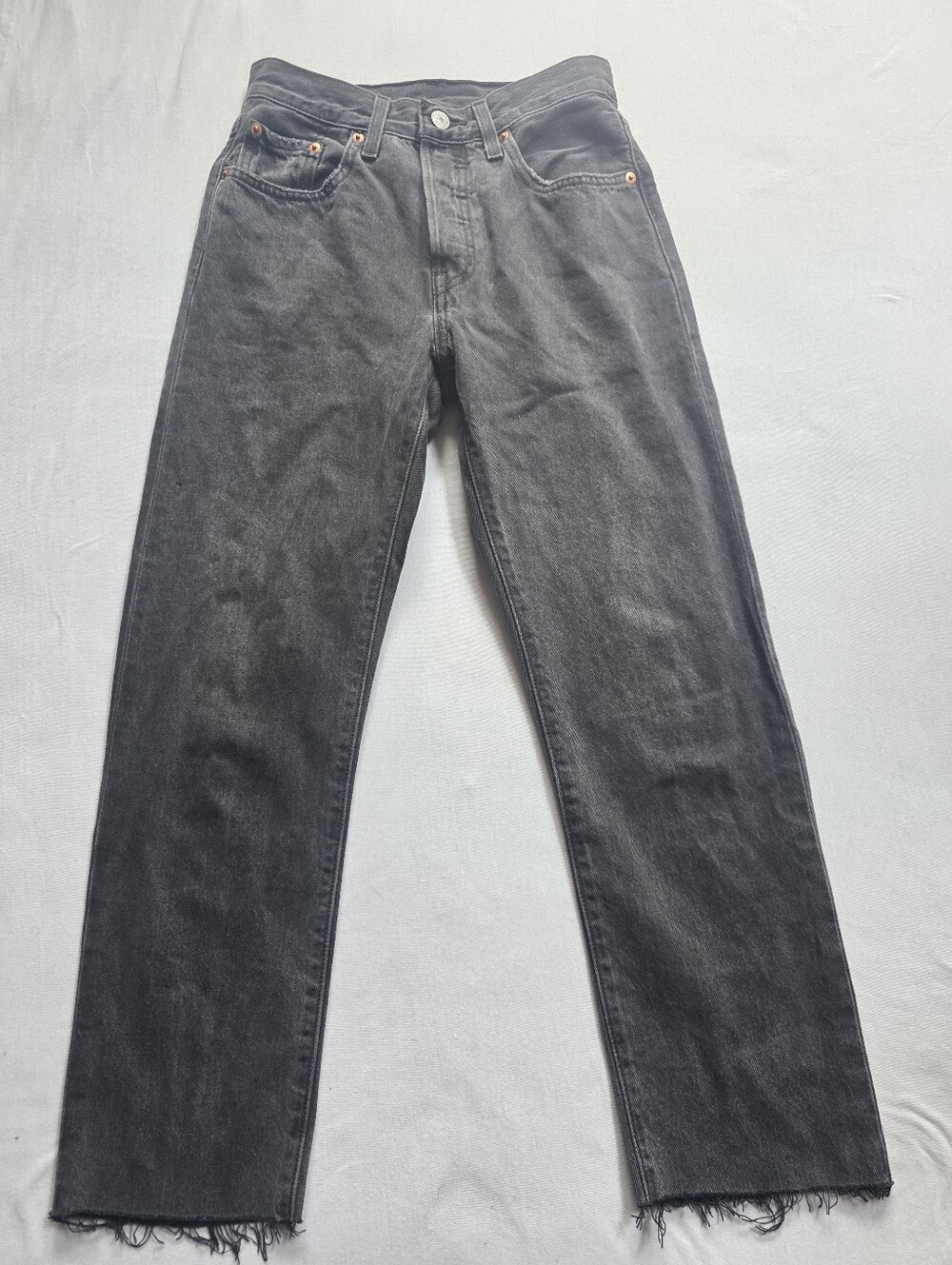 Levi's 501 Original Black Jeans Raw Hem Button Fly Women's W24 L26